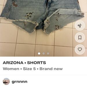 Arizona Jean Company Women's Floral Embroidered Jean Shorts - Light Blue